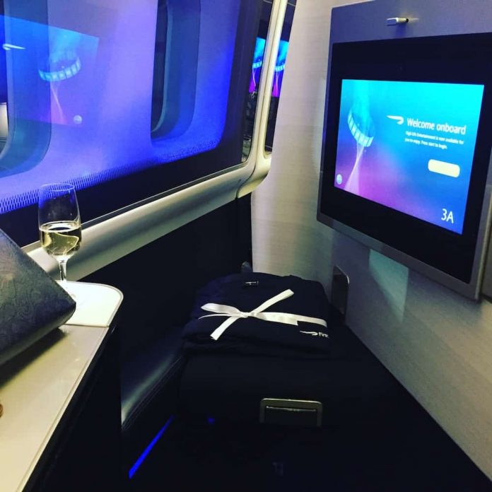 British Airways First Class on a 747 from London Heathrow to New York